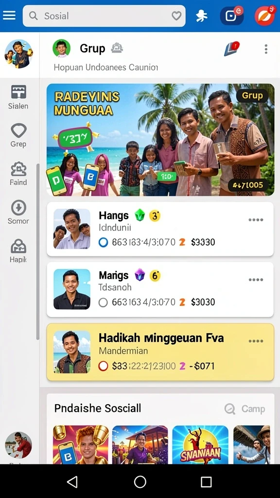 Screenshot menampilkan berbagai pilihan permainan yang tersedia.