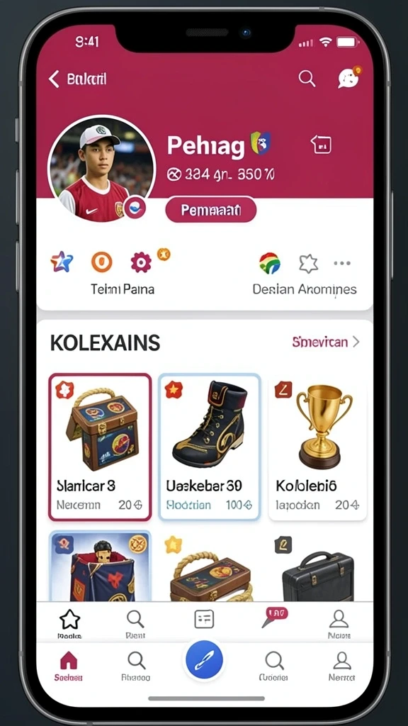 Dasbor permainan dengan banyak pilihan.